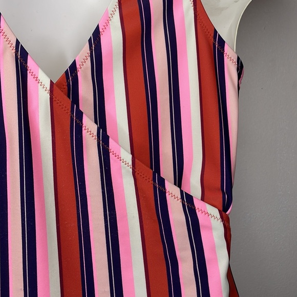 CUPSHE Swimsuit One Piece Striped Surplice Neckline High Cut Thighs Medium - Picture 4 of 16